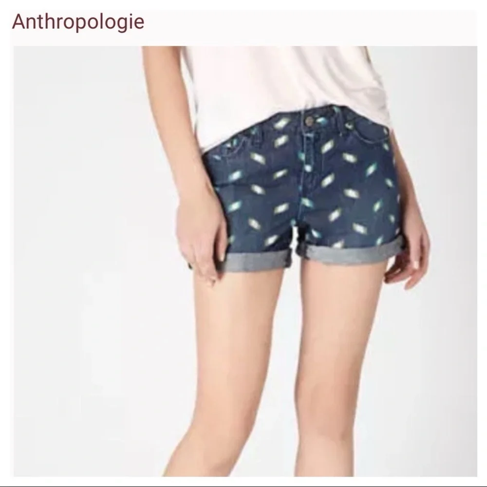 ANTHROPOLOGIE Pilcro Stet Ikat Print Denim Shorts Size 27 - Picture 2 of 12